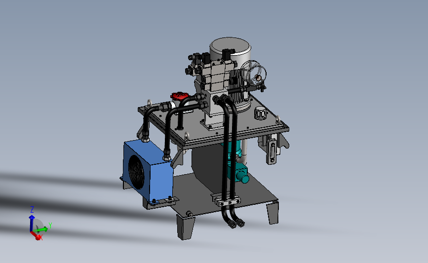 压机液压站 3D模型SolidWorks三维设计图