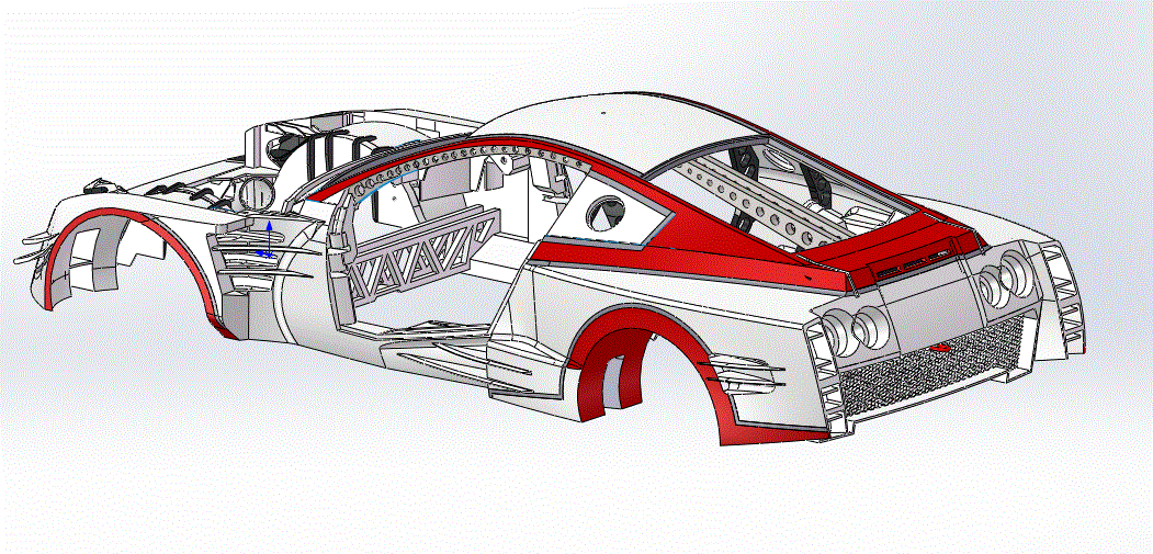 一款solidworks版本Nissan炫酷跑车3D模型SolidWorks三维设计图