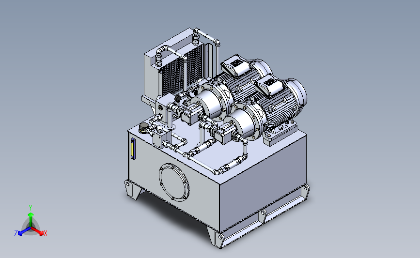 液压站液压泵站3D模型SolidWorks三维设计图ProE UG(NX)设计