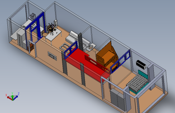 一个高层高房子的装修图带隔断和阁楼 3D模型SolidWorks三维设计图