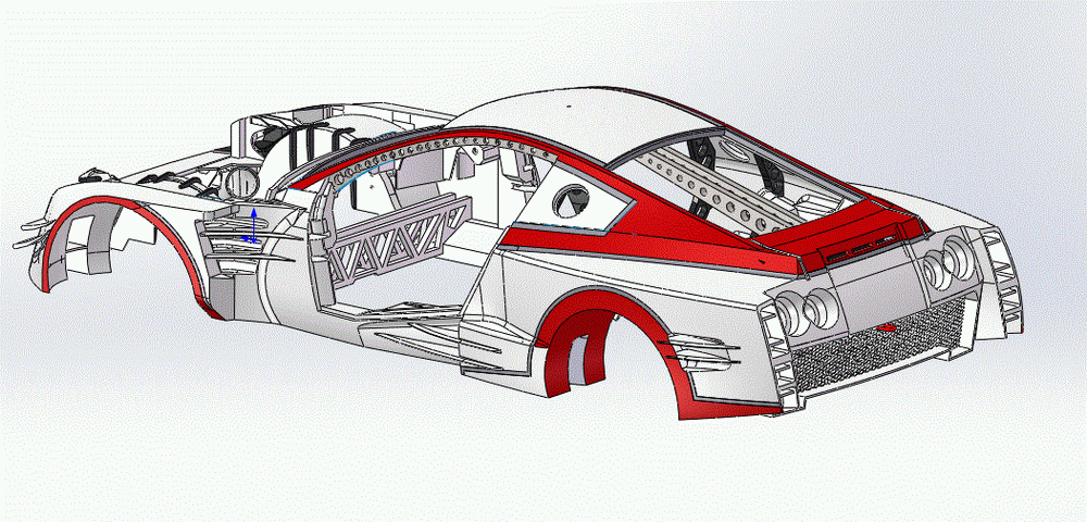 一款solidworks版本Nissan炫酷跑车3D模型SolidWorks三维设计图