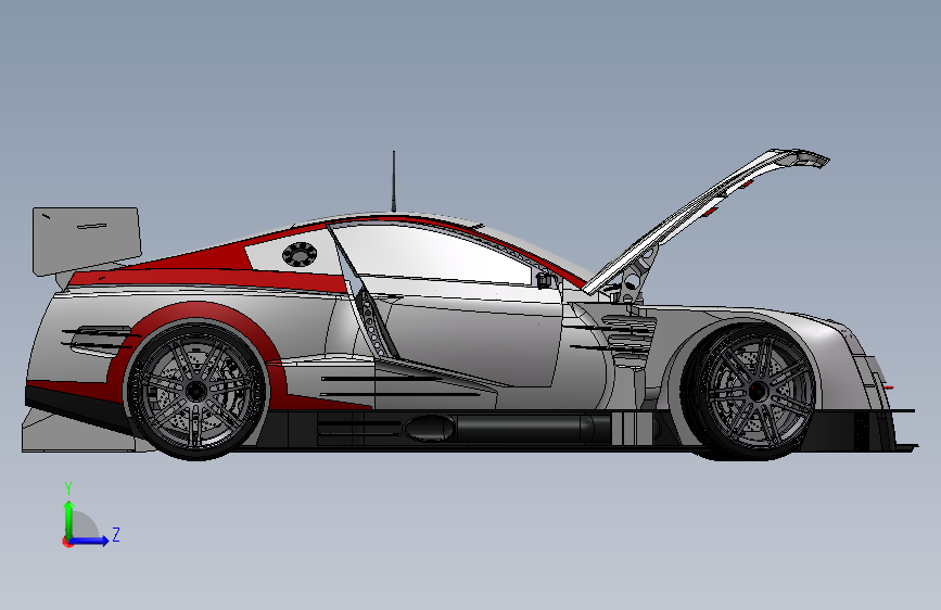 一款solidworks版本Nissan炫酷跑车3D模型SolidWorks三维设计图
