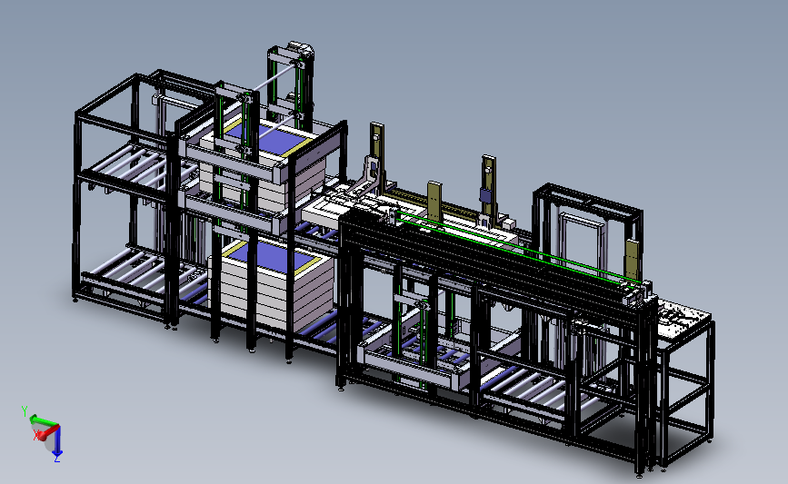 液晶面板上料机构+运输流水线 3D模型SolidWorks三维设计图