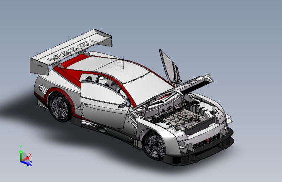 一款solidworks版本Nissan炫酷跑车3D模型SolidWorks三维设计图