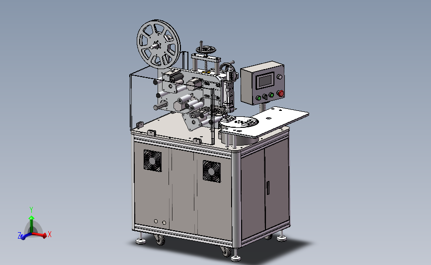 新式转盘贴标机（贴标签、贴膜、贴双面胶）3D模型SolidWorks三维设计图