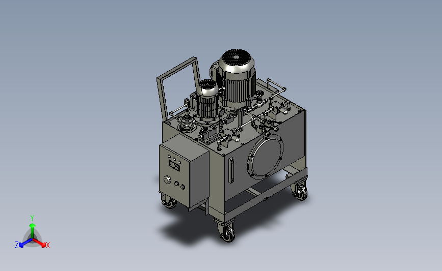 移动移动式HPU压力检测机 3D模型SolidWorks三维设计图ProE CreoElements设计
