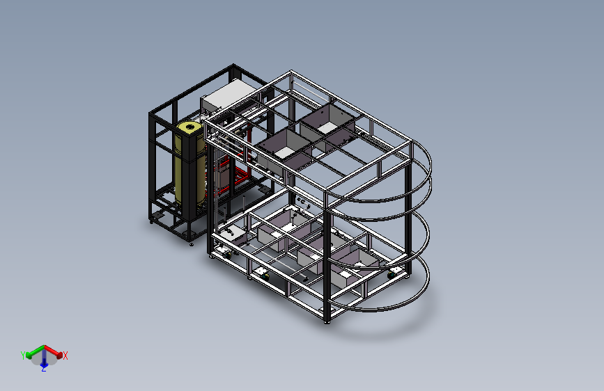 移动厕所管路框架布局装配体 3D模型SolidWorks三维设计图