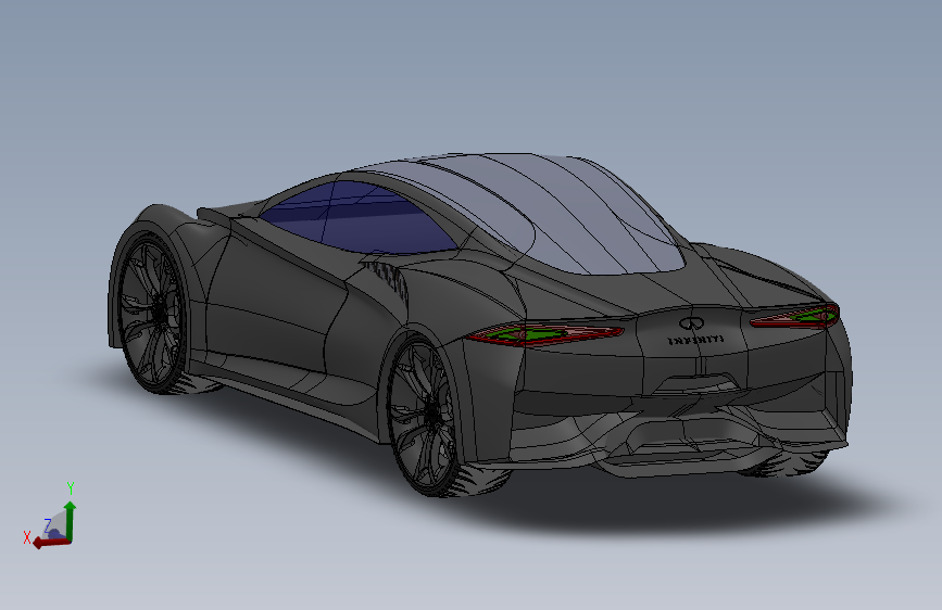 英菲尼迪概念车EmergE. 3D模型SolidWorks三维设计图