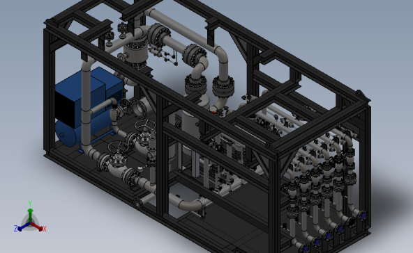 蒸汽站控制系统3D模型SolidWorks三维设计图