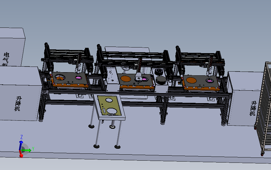 灶具三轴机械手流水线自动涂胶工作站3D模型SolidWorks三维设计图