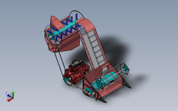 玉米收获机 3D模型SolidWorks三维设计图
