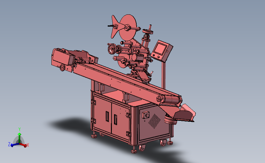 纸盒90度直角双面贴标机3D模型SolidWorks三维设计图