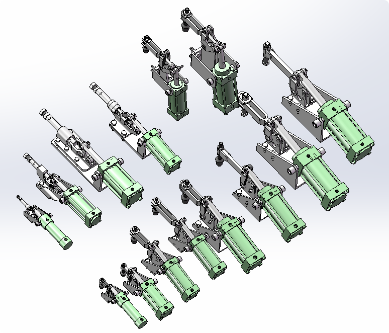 快速夹钳 快速夹钳气动夹钳 肘夹 SolidWorks建模 型号全