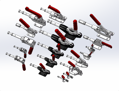 快速夹钳 快速夹钳推拉式 肘夹 SolidWorks建模 型号全