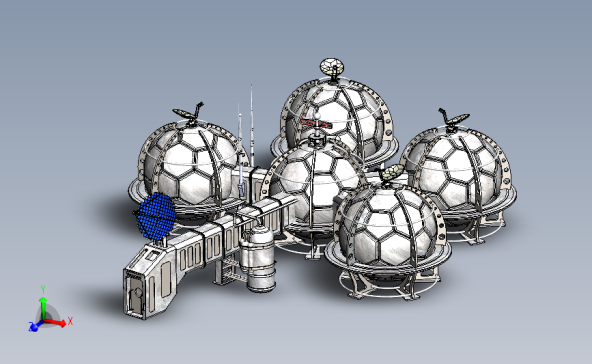 月球基地观测台 3D模型SolidWorks三维设计图