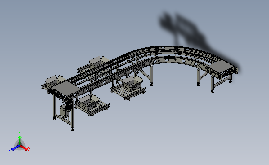 纸盒传送带 3D模型SolidWorks三维设计图