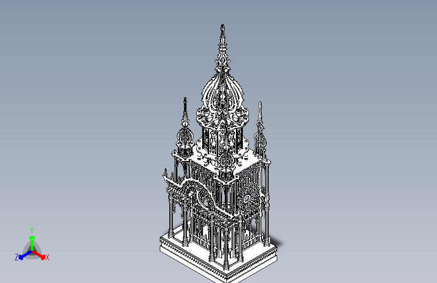 钟楼 3D模型SolidWorks三维设计图