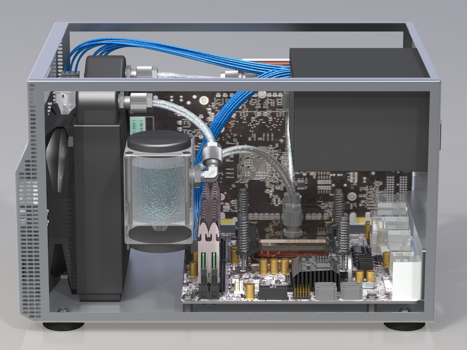水冷机箱3D模型SolidWorks三维设计图