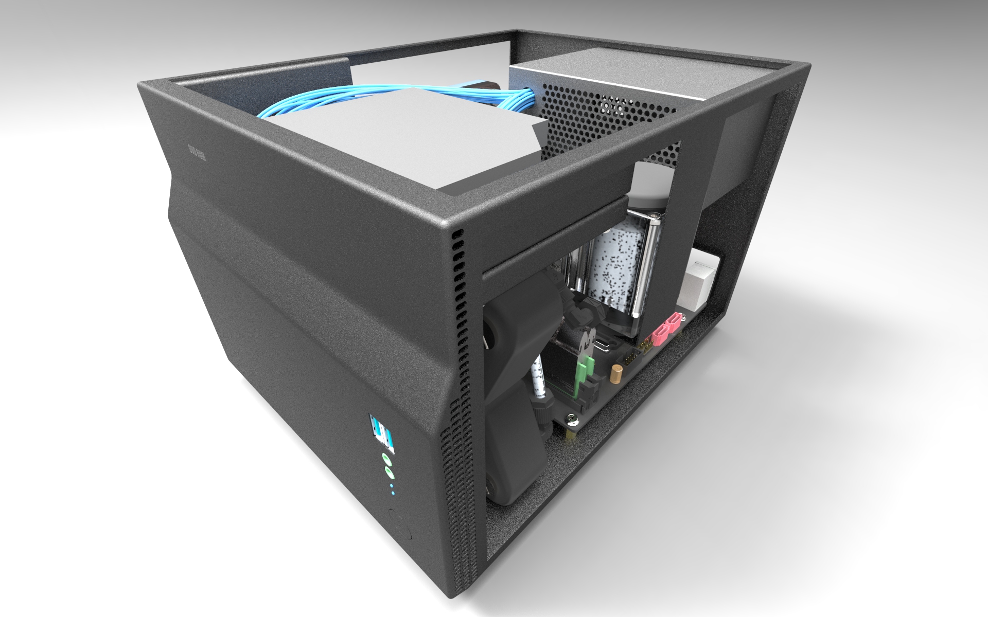 水冷机箱3D模型SolidWorks三维设计图