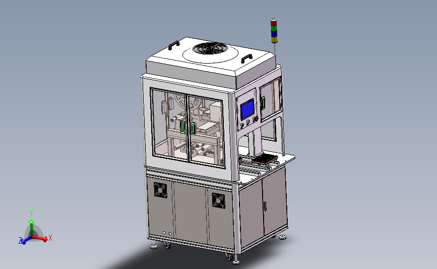 双滑台式贴标机 3D模型SolidWorks三维设计图