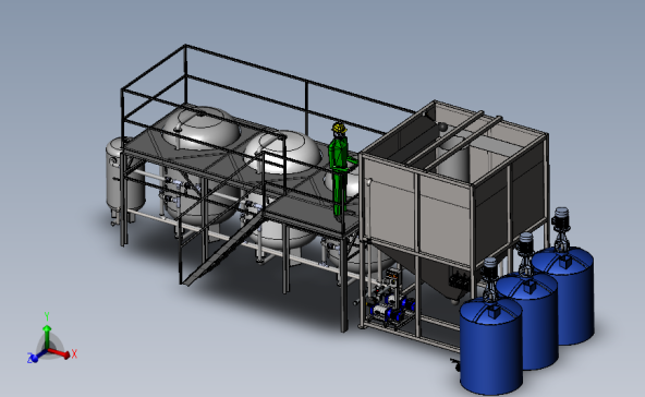 水处理软水器（全自动软化水设备） 3D模型SolidWorks三维设计图