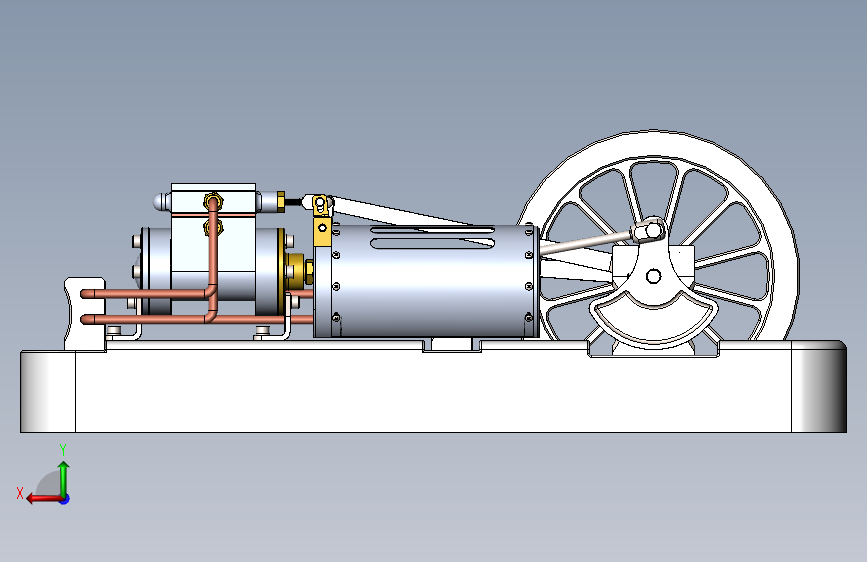 双蒸汽发动机3D模型SolidWorks三维设计图
