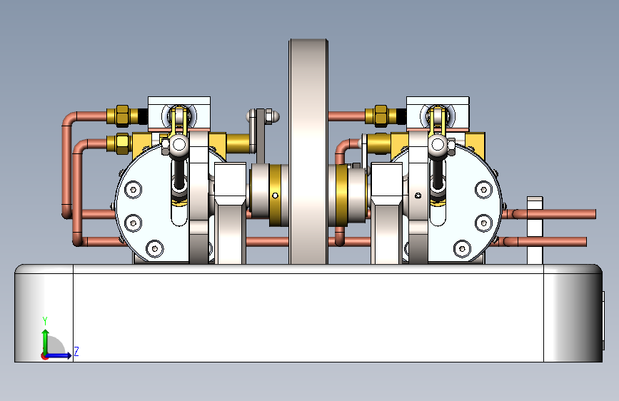 双蒸汽发动机3D模型SolidWorks三维设计图
