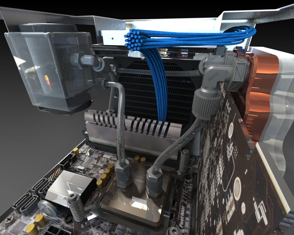 水冷机箱3D模型SolidWorks三维设计图