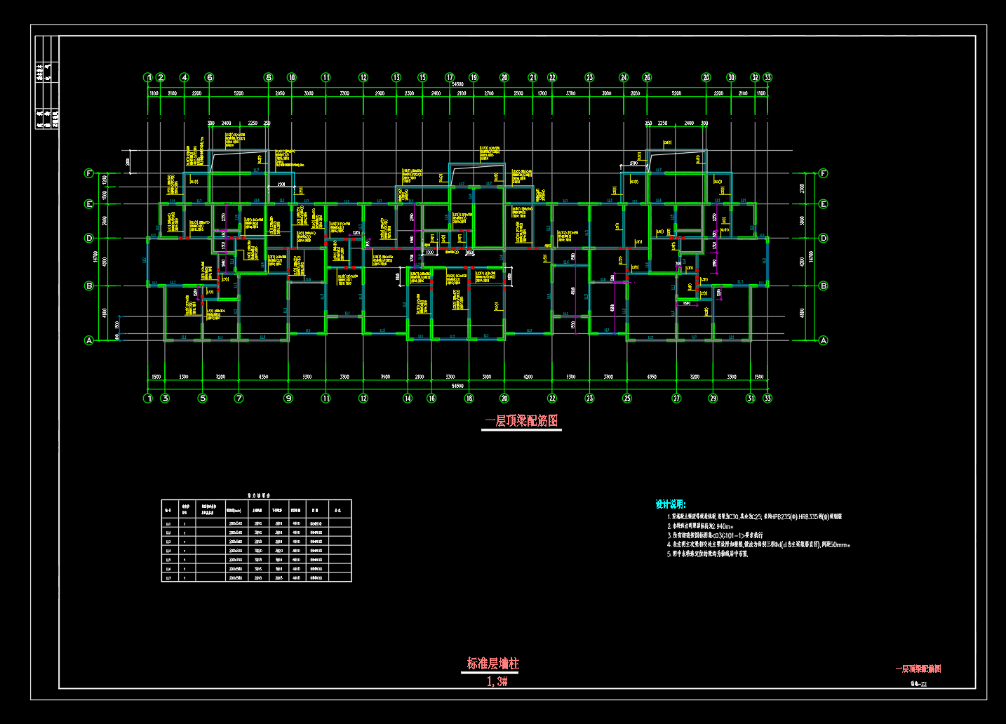 剪力墙结构住宅楼结构施工图(20层桩基础)