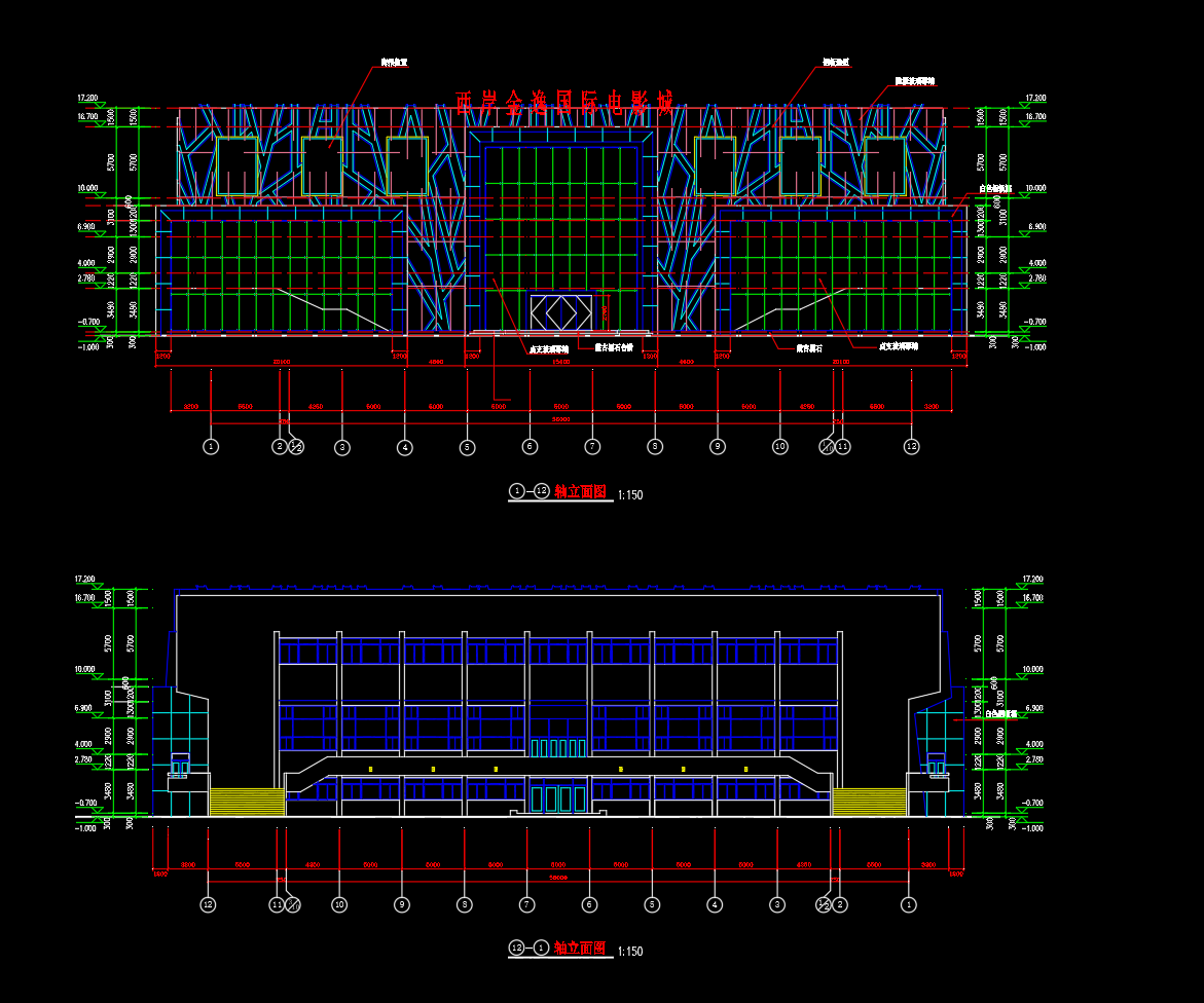 三层门式刚架结构电影城结构施工图