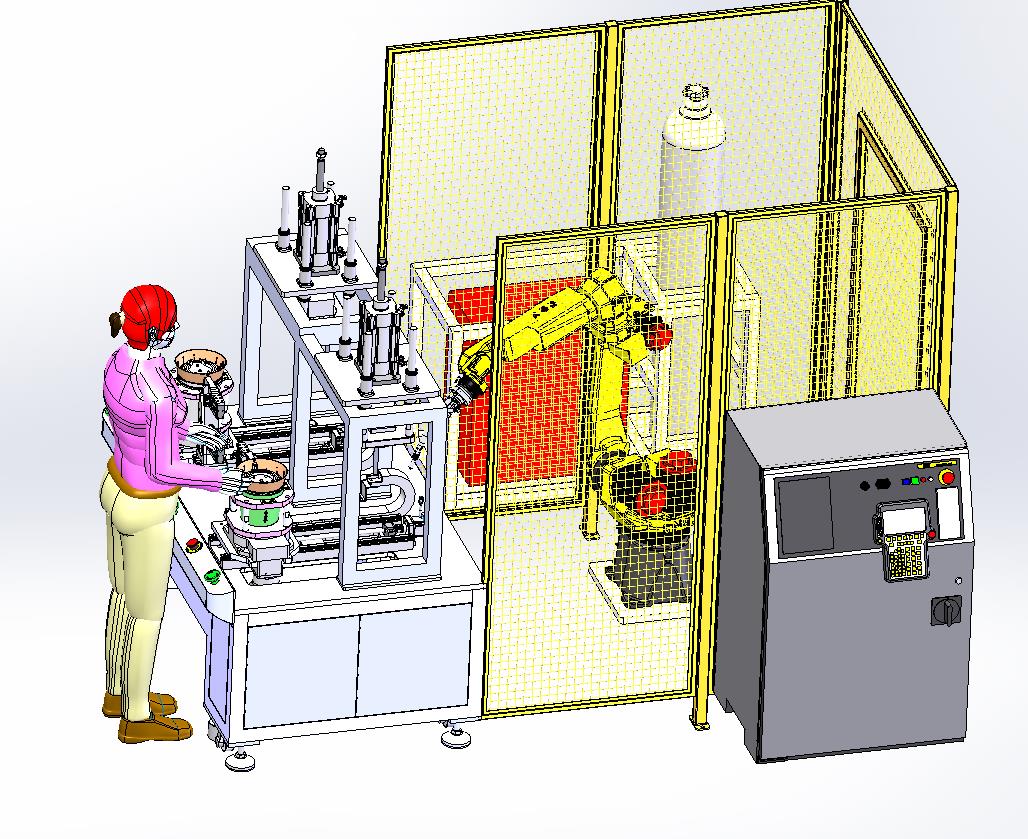 手动上料自动夹紧定位-自动旋转输送-钣金氩弧焊自动焊机械手