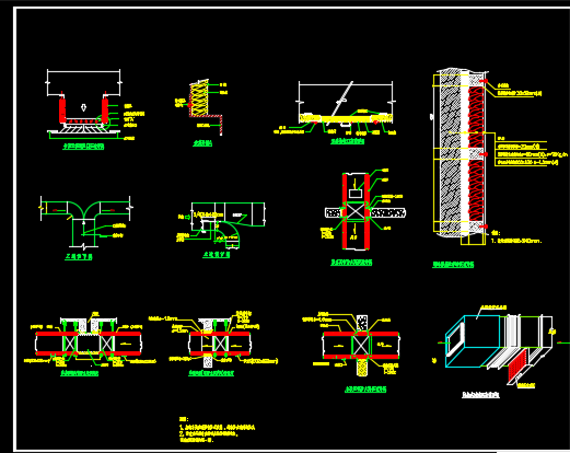 防火阀及机房吸音墙安装详图CAD