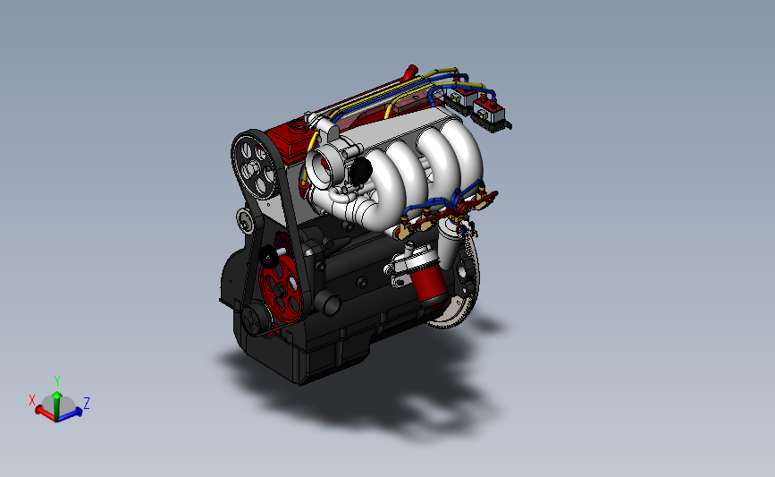 四缸发动机 3D模型SolidWorks三维设计图