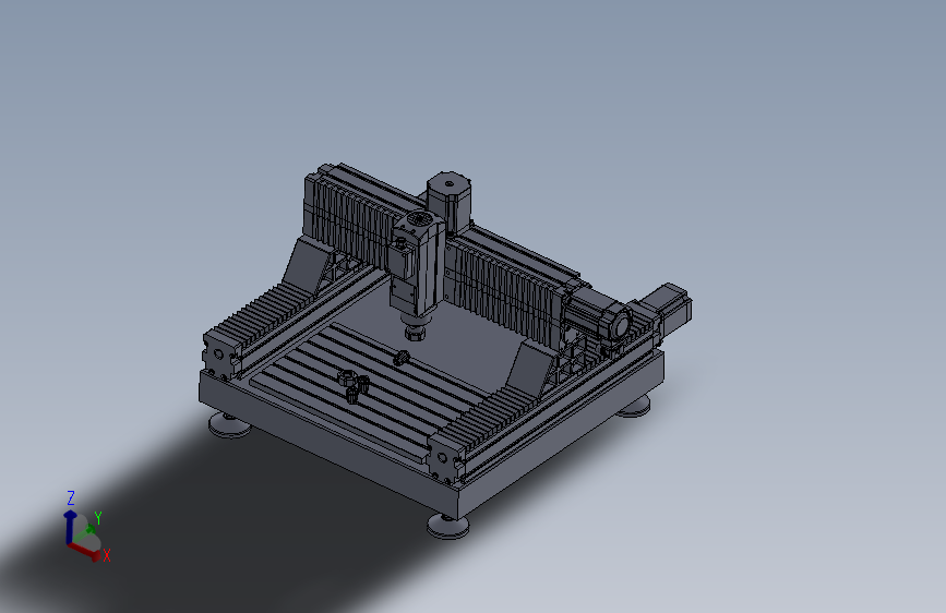 四轴数控铣床 3D模型SolidWorks三维设计图