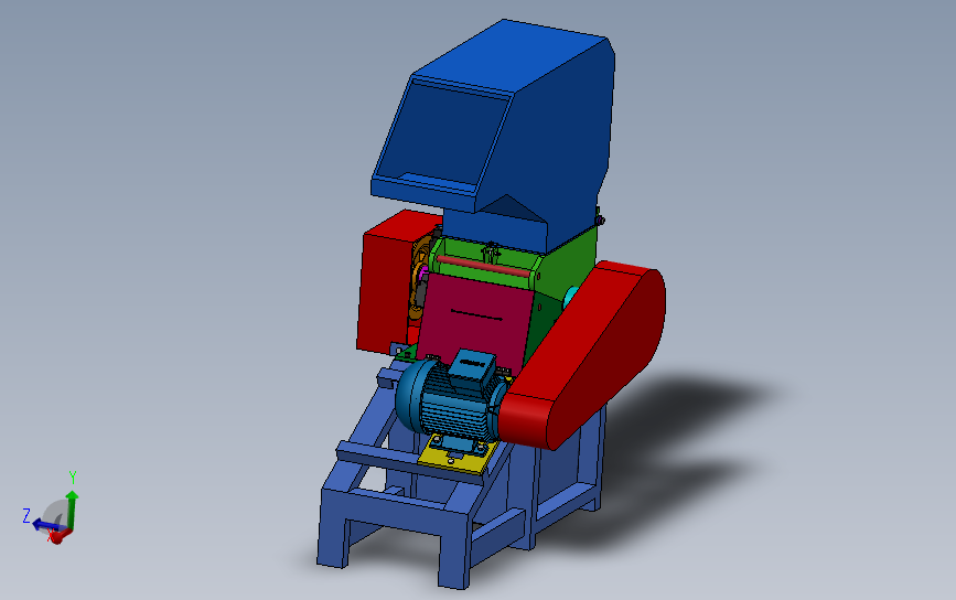 塑料破碎机（塑料粉碎机） 3D模型SolidWorks三维设计图