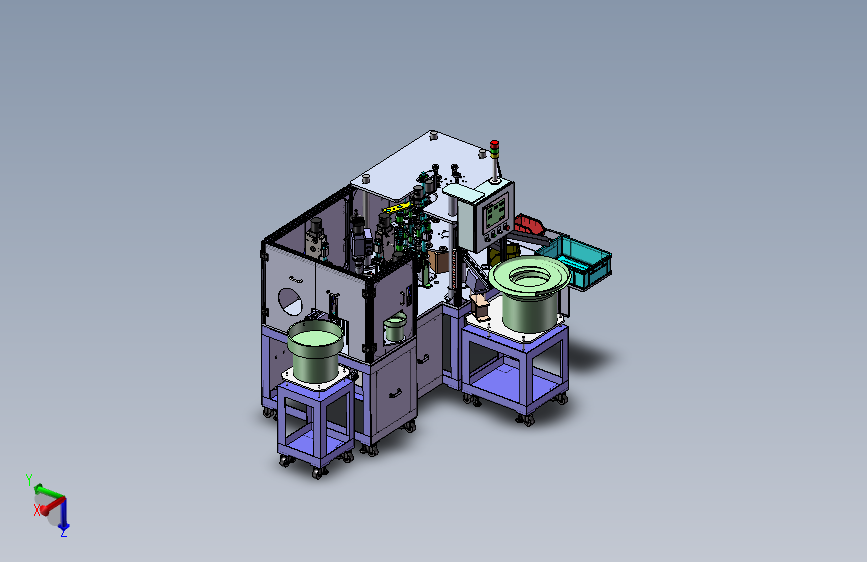 凸轮机械手铆接上螺帽检测装置一体机 3D模型SolidWorks三维设计图