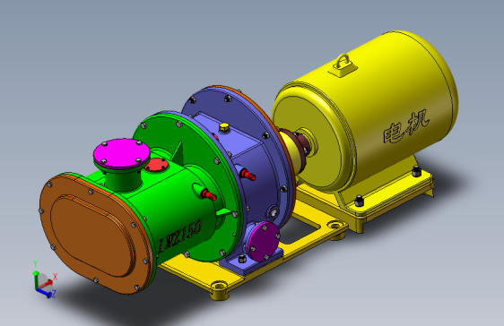 无油螺杆真空泵 3D模型SolidWorks三维设计图
