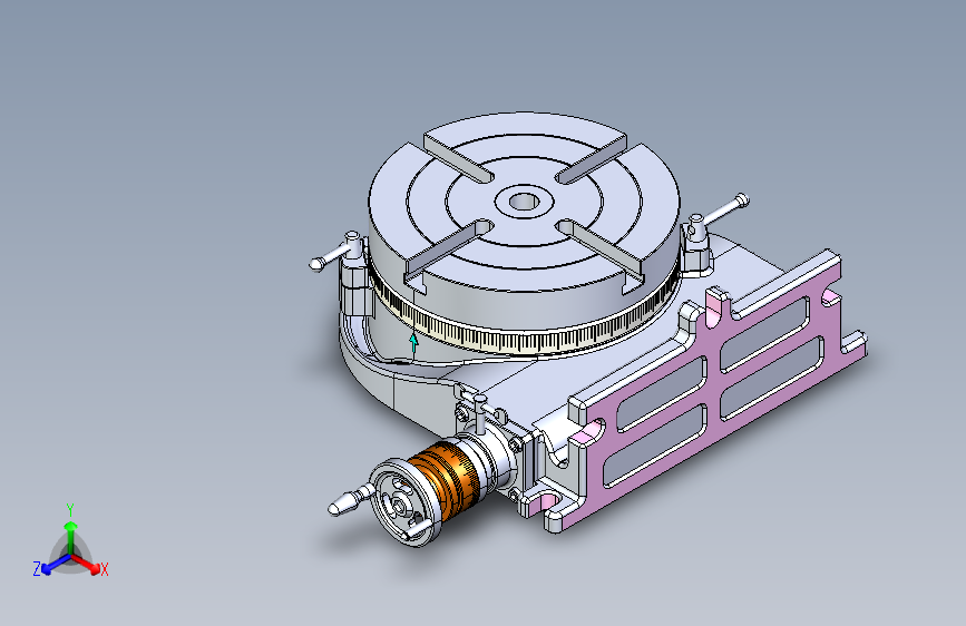 铣床手动旋转工作台图纸 3D模型SolidWorks三维设计图