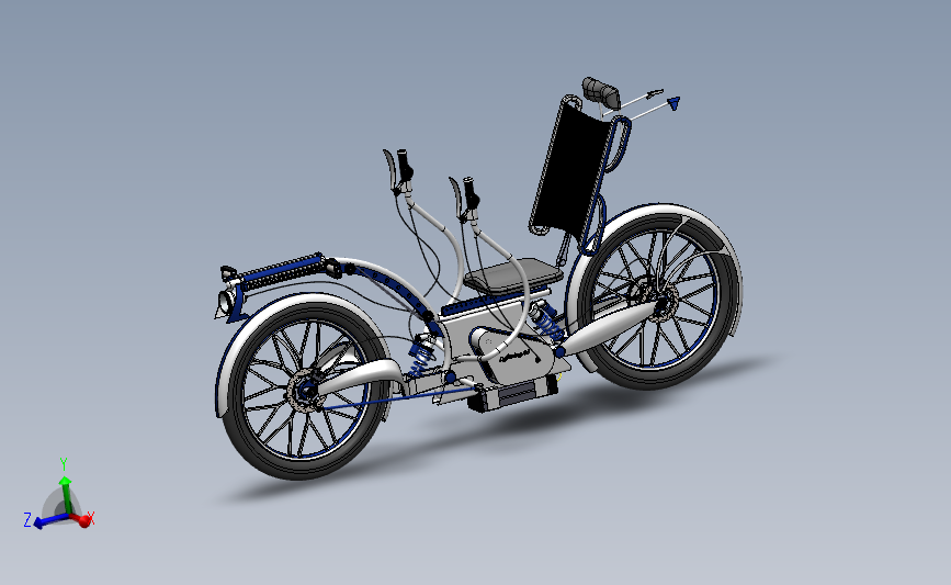 卧式自行车（躺车） 3D模型SolidWorks三维设计图