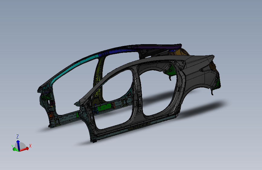 汽车白车身侧围设计3D模型SolidWorks三维设计图