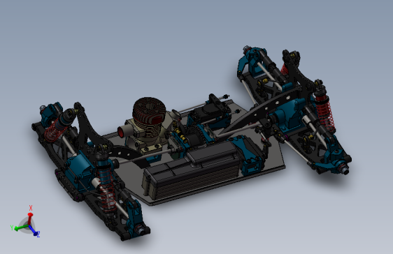 硝基RC车底盘（遥控赛车模型） 3D模型SolidWorks三维设计图