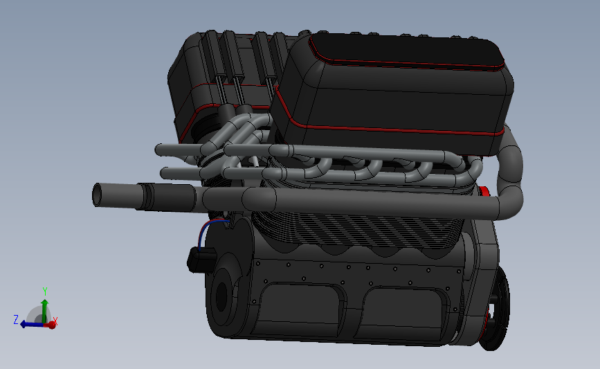 汽车V8发动机3D模型SolidWorks三维设计图