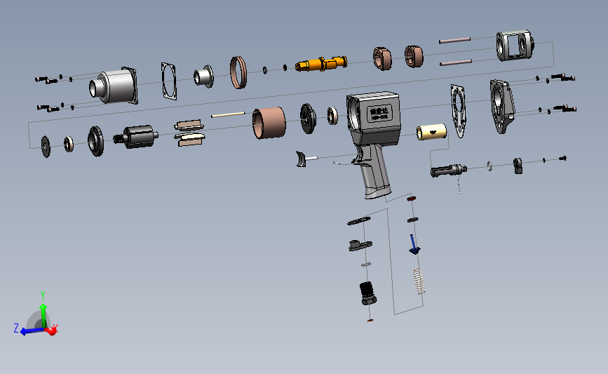 气动扳手（内部结构详细）3D模型SolidWorks三维设计图