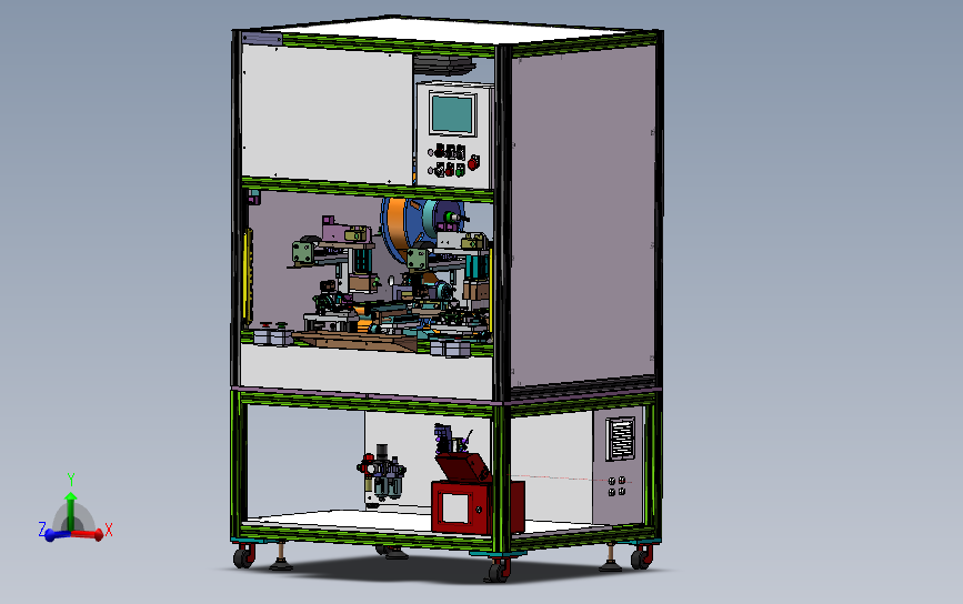 汽车铰链自动贴膜机器、贴双膜非标设备 3D模型SolidWorks三维设计图