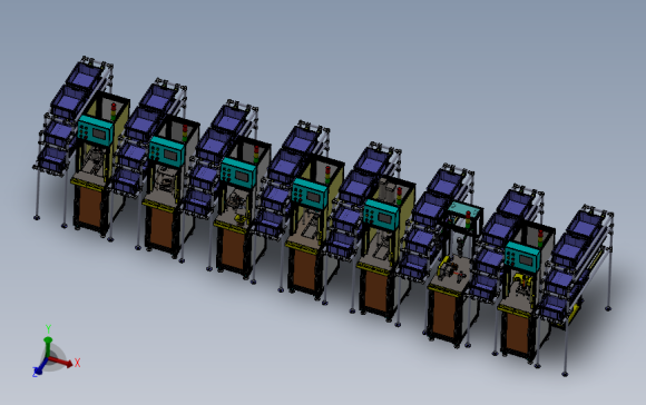 七工位开关装配线3D模型SolidWorks三维设计图