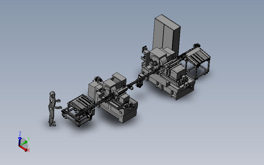 全自动无心磨床流水线 3D模型SolidWorks三维设计图