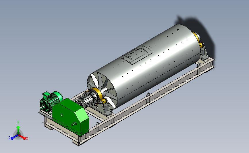 球磨机 3D模型SolidWorks三维设计图UG(NX)设计