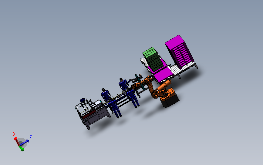 全自动纸箱码垛流水线（机器人码垛装箱机） 3D模型SolidWorks三维设计图