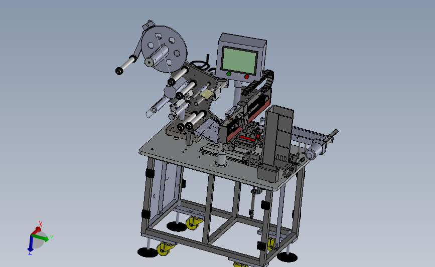 三代手机电池贴标机（全自动四面贴标机） 3D模型SolidWorks三维设计图