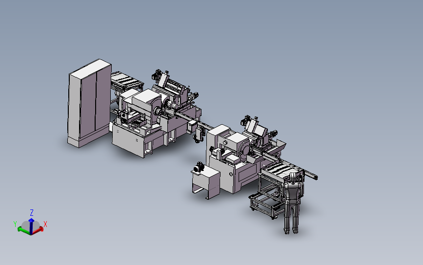 全自动送料系统磨削生产线3D模型SolidWorks三维设计图